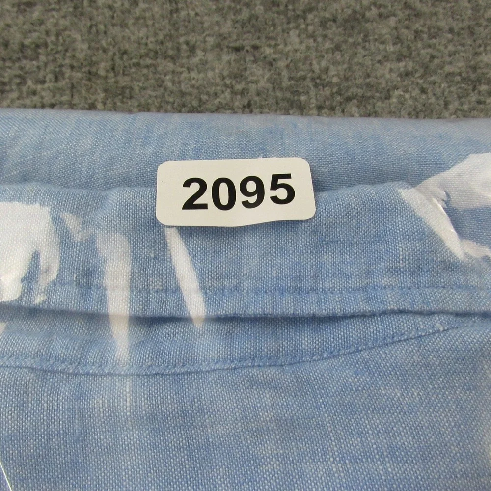 Murano Baird McNutt Linen Shirt Mens Large Blue Slim Fit Long Roll Tab Sleeve - Picture 11 of 11